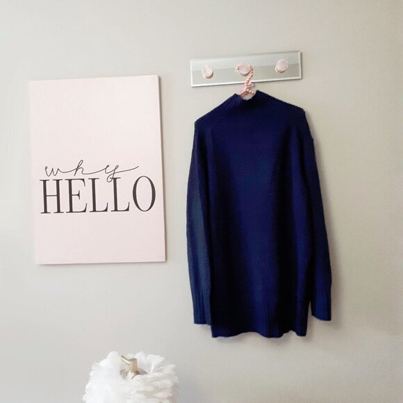 EUC Core Life navy blue tight knit higher mock neck sweater, M - Picture 4 of 5